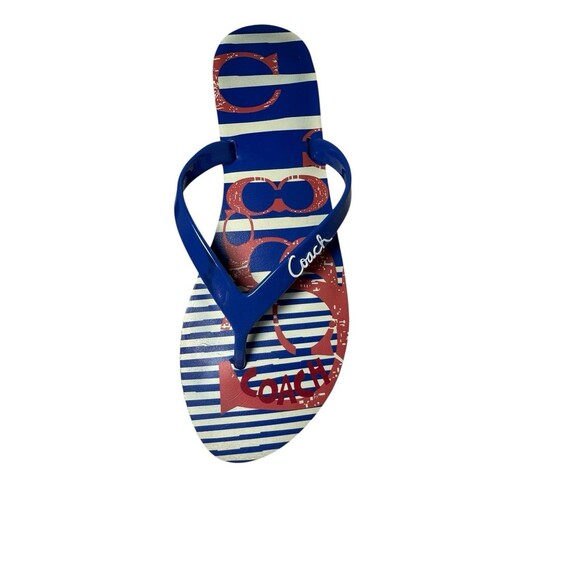 Coach Kali Jelly Popular Nautical Striped Flip Flops Size 8 B Fast Shipping - Picture 2 of 16